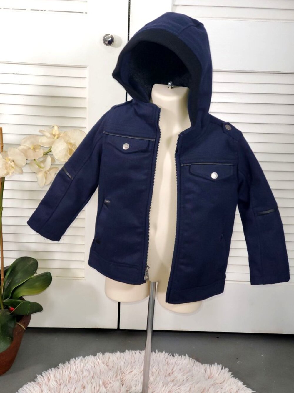 NWT Urban Republic Baby's Navy BlueWool Winter Jacket Size 12 M 1066 - Picture 2 of 13